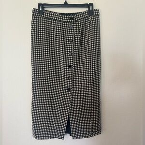 Gorgio Sant Angelo Gingham 100% Pure Wool Midi Button-down Skirt Size 12